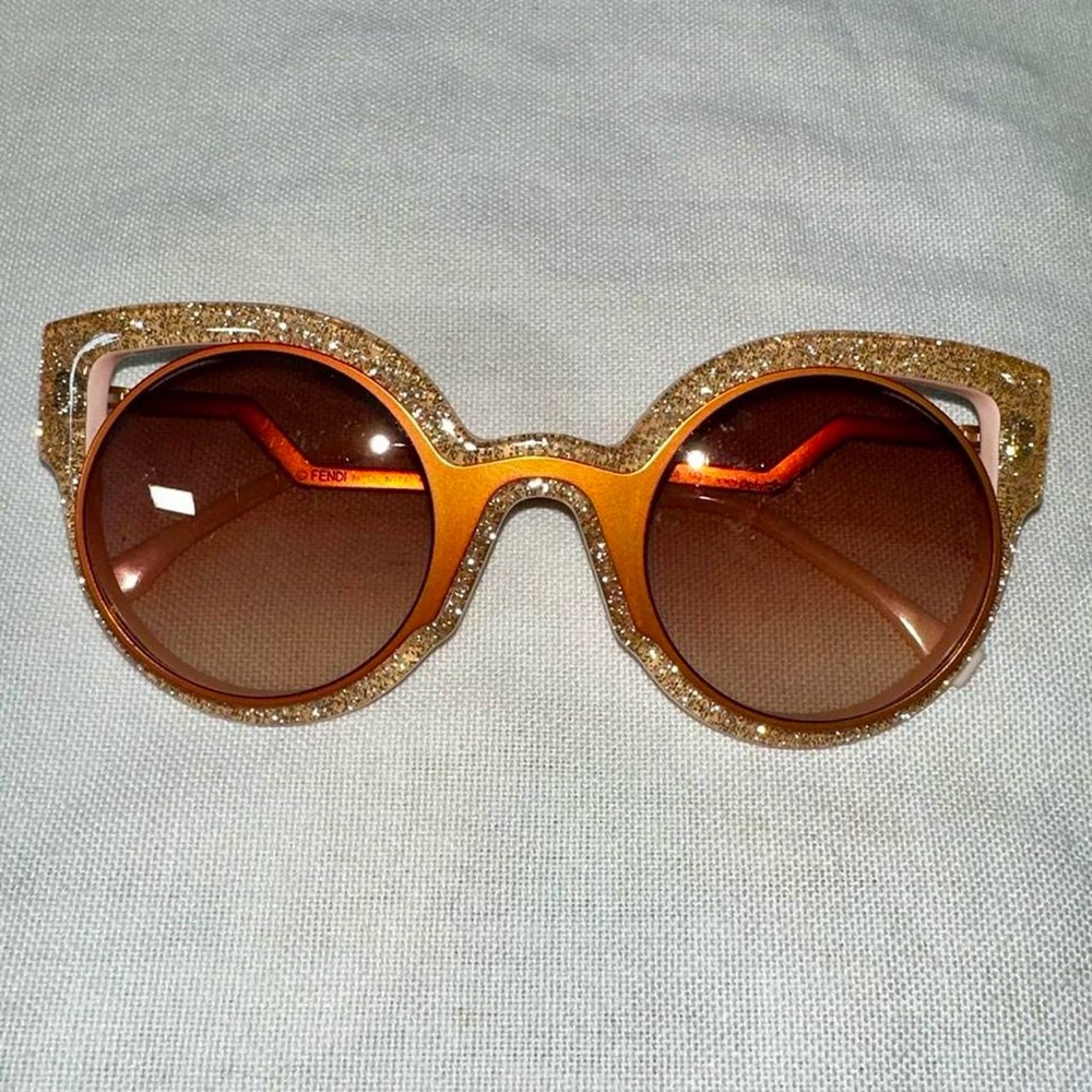 Fendi Orange Pink Glitter Cat Eye Sunglasses